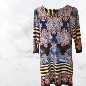 Melissa Paige Mixed Print Shift Dress | Size Small